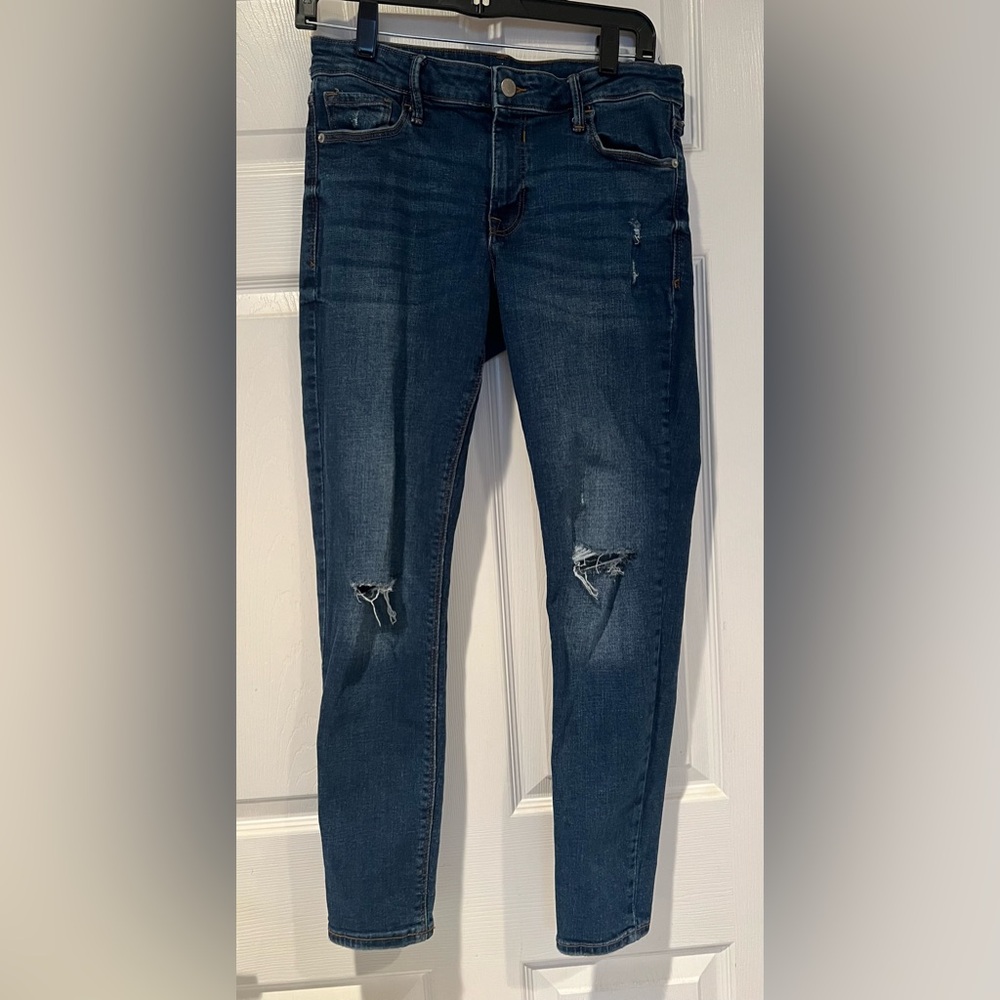 Old Navy Mid-Rise Rockstar skinny jeans.